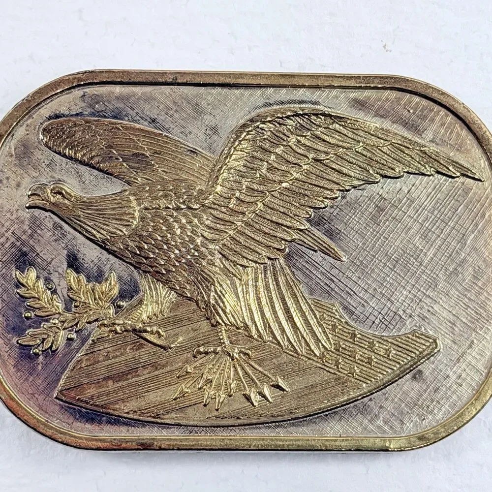 Vintage American Bald Eagle Two Tone United States Belt Buckle Patriotic Western
